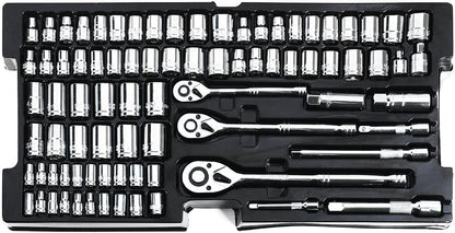 WORKPRO 408-delige mechanica gereedschapsset, CR-V hoogwaardige Home Tool Kit, 3-lade zware metalen doos