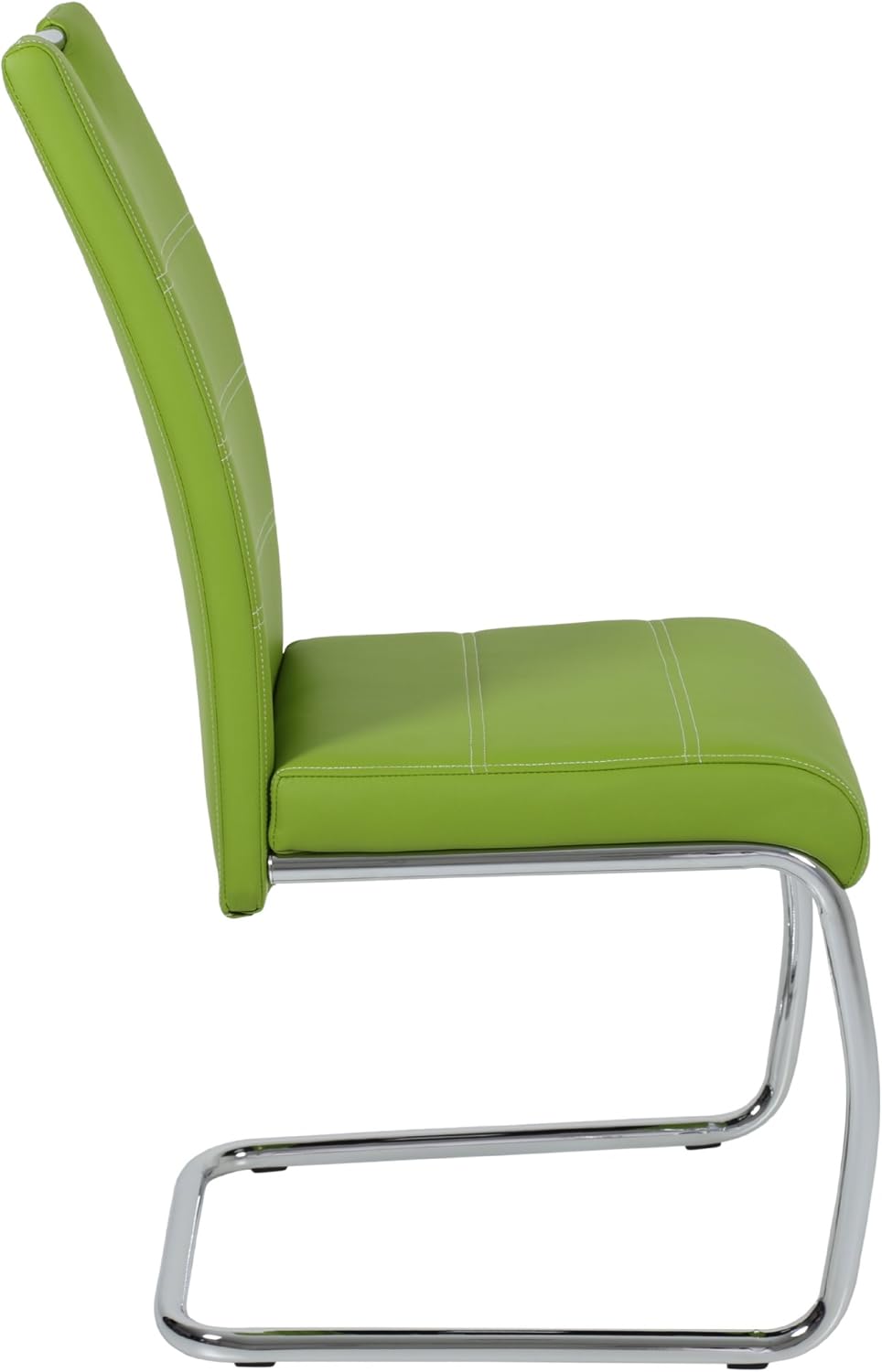 Apollo Set van 2 schommelstoelen, keukenstoel Flora, kunstleder groen, handgrepen, verchroomd metalen frame, 42 x 57 x 98 cm