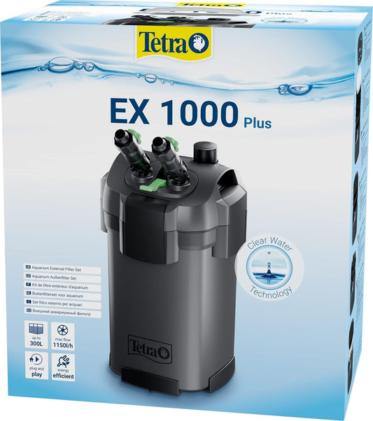 Tetra Aquarium buitenfilter EX 1000 Plus - krachtig filter voor aquaria tot 300 L, creëert kristalhelder visvriendelijk water, voor binnen