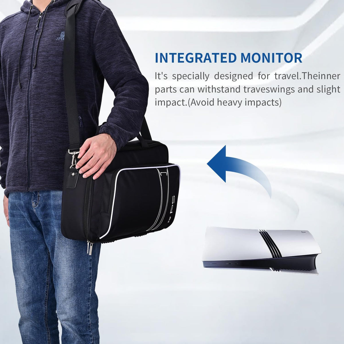 G-STORY Portable monitor for games 14 inch IPS 4K 60Hz with integration for PS5 Pro (PS5 Pro not included) 3840 × 2160 with 2 HDMI ports, FreeSync, 2 integrated stereo multimedia speakers - QUORE
