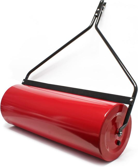 Wiltec gazonwals 35x100 cm voor gazontractor, vulbare tuinwals voor het onderhouden van tuingazon, gazonroller voor tuin en gras, tuinroller met vuilschraper voor tuinverzorging