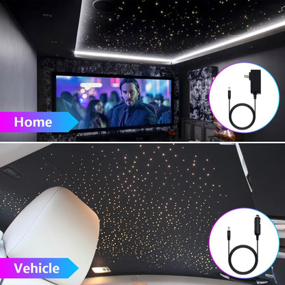 Opgewaardeerd 16 W Starlight Headliner Kit Twinkle&Sound Geactiveerd 600 stks 0.04 "10ft Kabel Fiber Geluid Geactiveerde APP/Bluetooth Afstandsbediening Glasvezel Licht voor Auto Dak Thuis