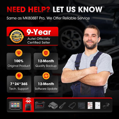 Autel MaxiCOM MK808K-BT OBD2 diagnoseapparaat, hetzelfde als MK808BT Pro 2024, bidirectionele uitbreiding van de MK808S MX808S, BT Ver. van MX900, actieve test, 28+ service, alle systeemscantool