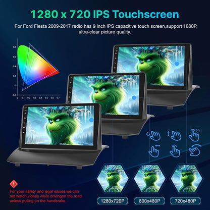 [4+64G] Carplay Radio voor Ford Fiesta 2009-2017 - 9 inch IPS 1280 * 720P Touchscreen EQ Audio - Draadloze Android Auto, AI DSP, Homepage aanpassen, SWC + AHD achteruitrijcamera