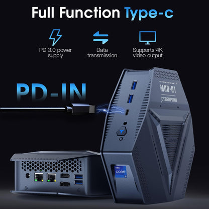 ALLIWAVA GH9 Mini-pc, Intel Core i9-12900HK(14K/20T, tot 5,0 GHz), 32 GB RAM, 1 TB SSD, Win11 Pro, 3-voudige video-uitgang (HDMI/USB-C/DP), 2 x 2,5 G LAN, Thunderbolt 4, compacte desktop-pc