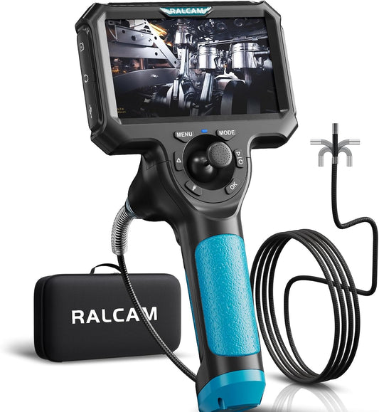 Ralcam Endoskopkamera 6,2mm Endoscope Camera - Endoskop 360° Inspektionskamera mit Licht 5,0" HD 1280x720 Rohrkamera, Kameras mit 6 LED, IP67 Wasserdicht 1m Halbstarres Kanalkamera Teleskopkamera