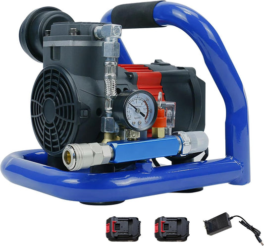 Accucompressor – Persluchtcompressor – Draagbare Luchtcompressor – Mini Compressor – 7 Bar Werkdruk – 1,5 Liter Tank – Draadloos – Stil in Gebruik