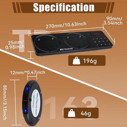 Retekess TD163 Oproepsysteem Restaurant, 20 Pagers, 400M, Blauw LED Licht, 31 Oproepmodi, 20H Standby, Touchscreen Toetsenbord, Semafoonsysteem voor Restaurant, Hotel, Bar