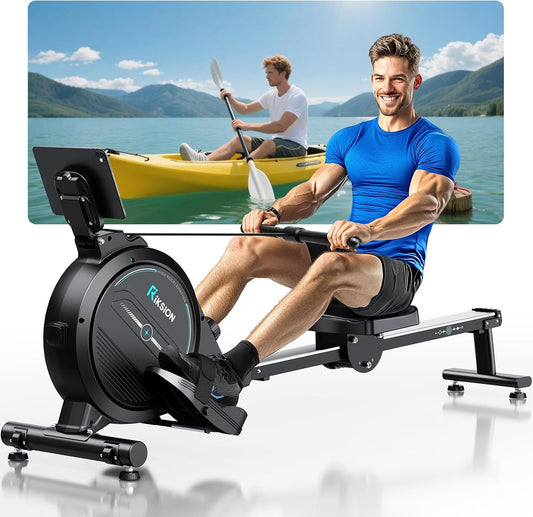 [2026 Test version] Rudergerät für Zuhause mit Magnet-Fitnesstrainer,Rudergerät 16 Stufen Widerstand,Indoor-Gerät für das Home-Gym, Cardio-Trainingsgerät, 160 kg Kapazität mit LCD-Monitor - QUORE