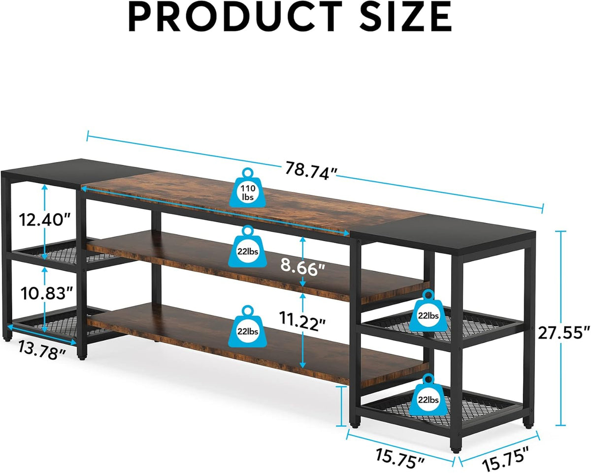 Tribesigns 78 Inch TV Stand for TVs up to 85 inch, Media Entertainment Center Console Table, Industrial 3 Tier TV Console Table with Storage Shelves for Living Room, Entertainment Room