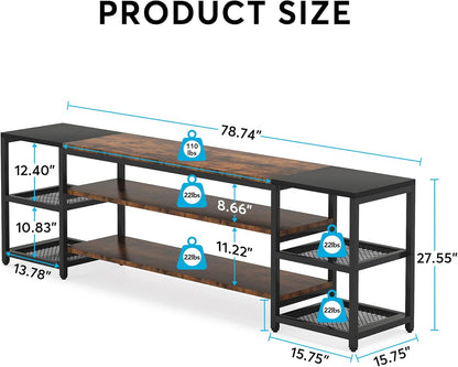 Tribesigns 78 Inch TV Stand for TVs up to 85 inch, Media Entertainment Center Console Table, Industrial 3 Tier TV Console Table with Storage Shelves for Living Room, Entertainment Room