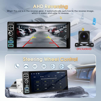 4 + 64G autoradio, 1 Din A-pple, Carplay Android autoradio, dubbele DIN-stereo-radio, 6,9 inch met IPS-touchscreen, Android 15 autoradio met Bluetooth 5.0/GPS/WiFi/FM/RDS