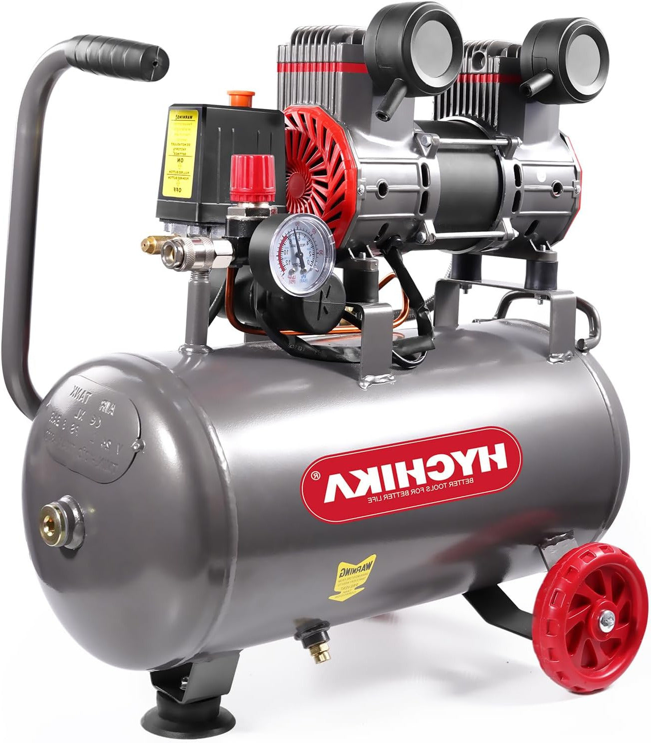 Luchtcompressor – Compressorpomp – Air Compressor – Drukpomp – Draagbare Compressor – Olievrij – 1100W – 24 Liter – 8 Bar – Geluidarm – Compact