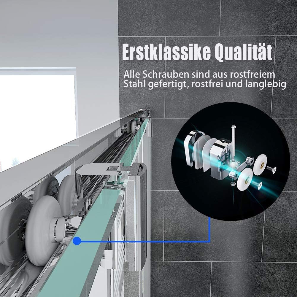 Douchecabine – Douchewand – Douchedeur – Glasschiebetür – Schuifdeur – 170 x 185 cm – 5 mm Gehard Veiligheidsglas – Verstelbaar Aluminium Frame