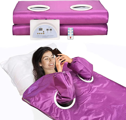 Lontani Infrared Sauna Blanket with 2 Zones Portable Thermal Blanket for Home Infrared Therapy for Detoxification, Fitness, Beauty and Relaxation - QUORE