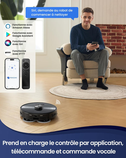 Robotstofzuiger – Dweilrobot – Zuigrobot – Stofzuigrobot – Automatische Stofafvoer – 4500 Pa Zuigkracht – 3D-Lasernavigatie Met App Bediening