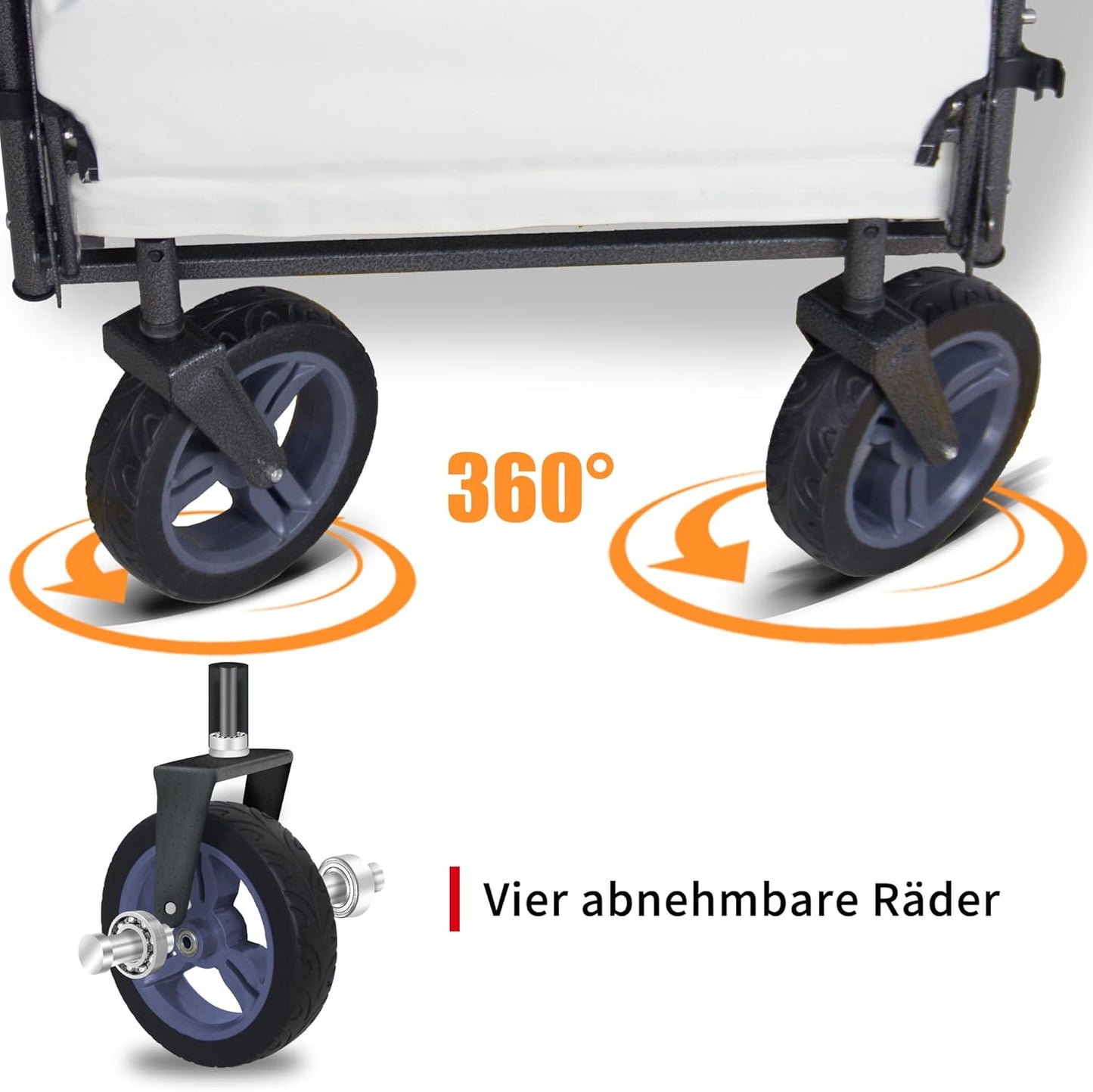 TMZ Bolderkar, opvouwbaar, met dak, handwagen, transportkar, gereedschapswagen | klappbaar | PU-banden met hoge elasticiteit | tot 120 kg (wit/grijs)