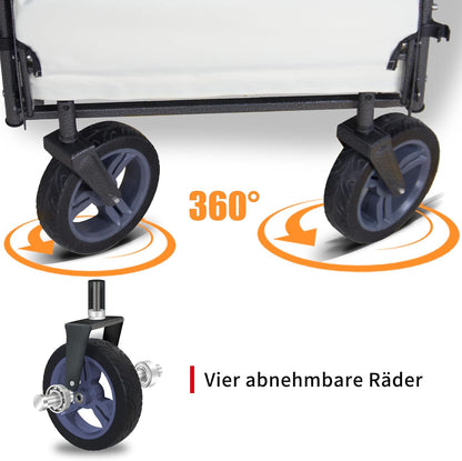 TMZ Bolderkar, opvouwbaar, met dak, handwagen, transportkar, gereedschapswagen | klappbaar | PU-banden met hoge elasticiteit | tot 120 kg (wit/grijs)