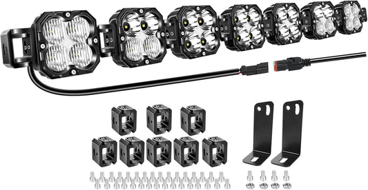 Willpower 46 Inch 210W Led Lichtbalk 12V 24V Led-verlichting Bar Waterbestendig IP67 LED Werklamp Mistlamp Light Bar Voor Vrachtwagen Tractor Auto Boot 4x4 Offroad met Kabelboom, 6000K Wit
