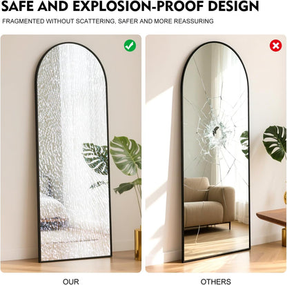 Volledige Spiegel – Staande Spiegel – Wandspiegel – Full Body Spiegel – Goudkleurige Spiegel – Onbreekbaar Veiligheidsglas – Aluminium Frame – 163 x 53 cm