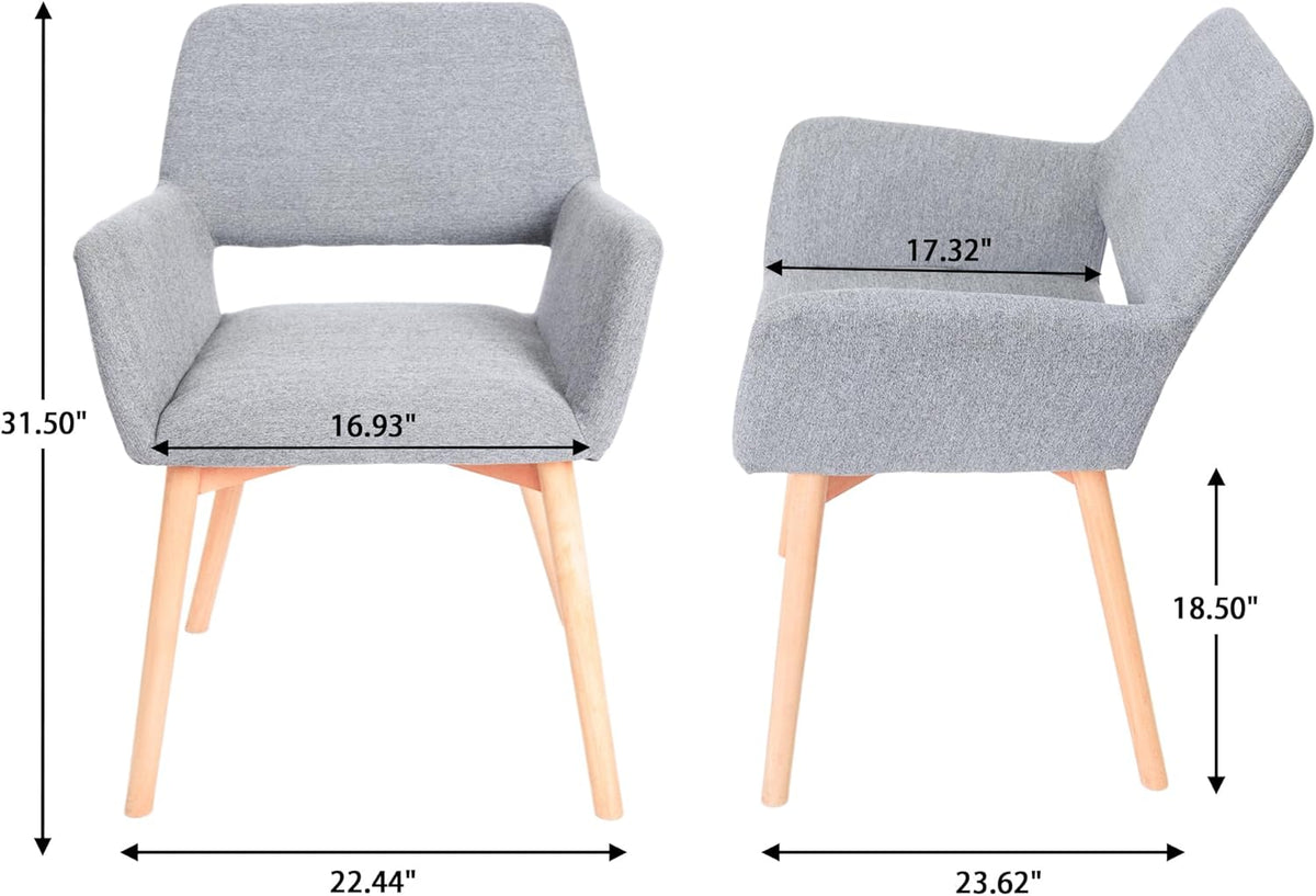 CangLong Eetkamerstoel, set van 2 - Modern, Scandinavian, Dining Chairs - Comfortabel, Duurzaam, Elegant - Grijs, Wood, Fabric