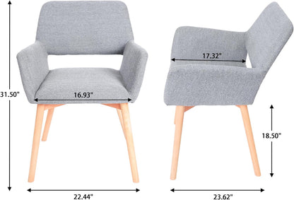 CangLong Eetkamerstoel, set van 2 - Modern, Scandinavian, Dining Chairs - Comfortabel, Duurzaam, Elegant - Grijs, Wood, Fabric