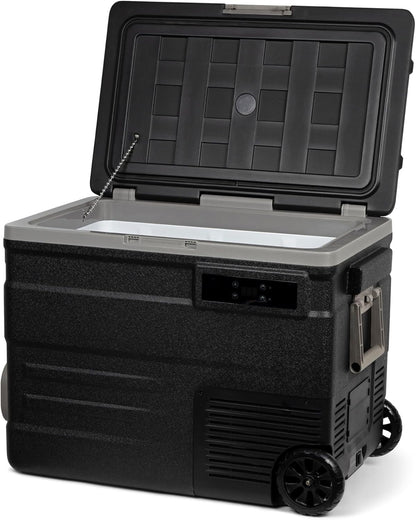 Steamy-E Single Zone 55 Roller, Elektrische Compressor Koelbox op Wielen, 55 Liter, Zwart, 12V/230V, voor vriezen en koelen van -20 tot +20, ideaal voor op de camping