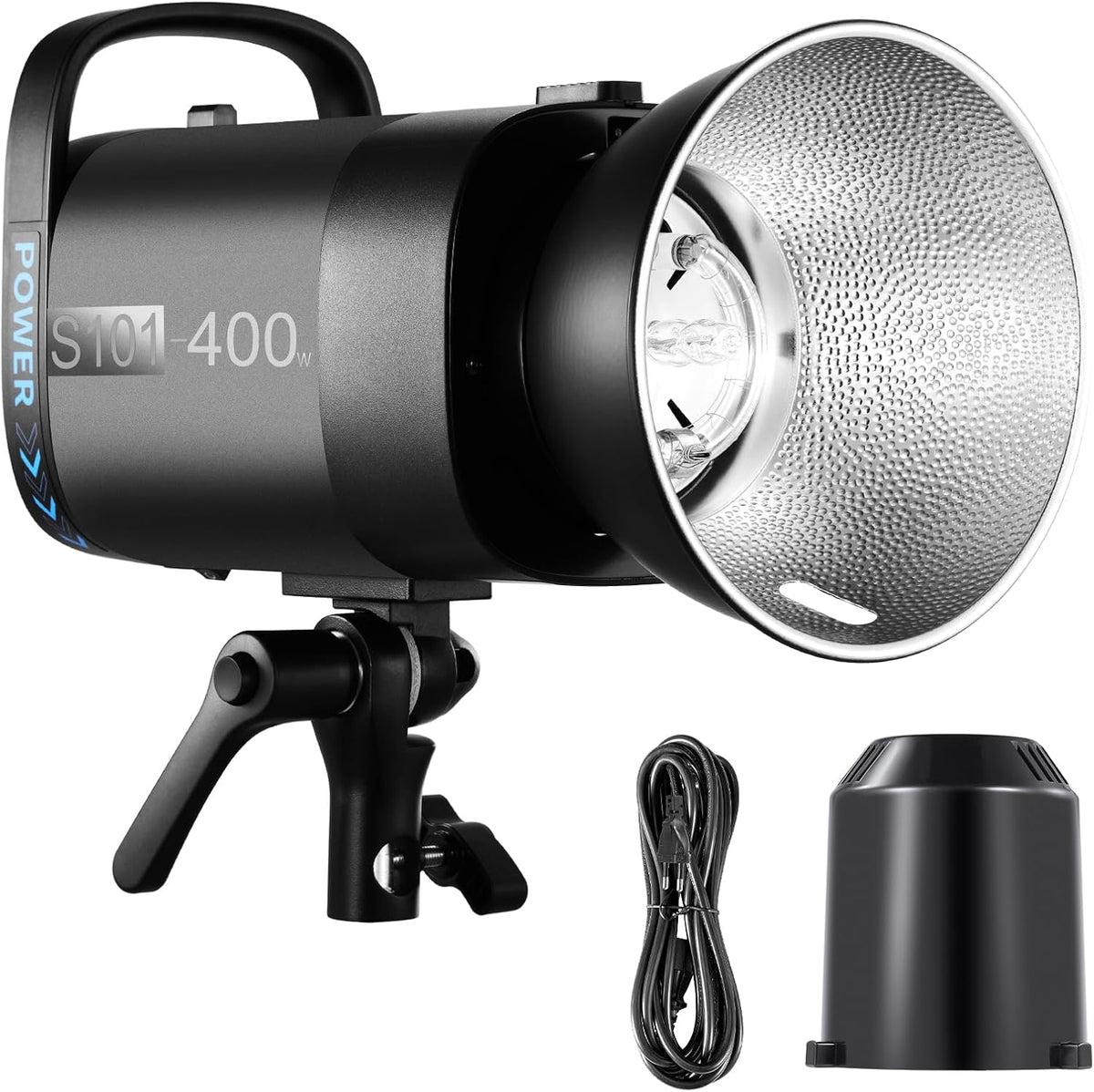 NEEWER S101-400 W stroboscooplicht met 9 niveaus, modelleerlamp 150 W, 400 W, GN65, 5600 K, met reflector met standaard Bowens frame, stille ventilator in S1/S2-modus voor fotografie studio