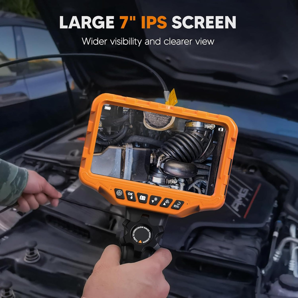 Endoscoopcamera met dubbele lens, 6,5 mm draaibare endoscoopcamera, 2-weg 210° inspectiecamera, buiscamera, 7,0 inch lcd-scherm, endoscoop, 1,6 m endoscoopcamera, beweegbare kop