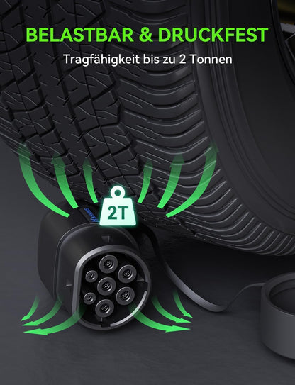 Oplaadkabel voor elektrische auto, type 2, 16 A/11 kW/3-fasig/5 meter, elektrische auto oplaadkabel type 2 naar type 2, EV oplaadkabel voor E auto EV/PHEV modus 3 type 2 oplaadkabel compatibel met