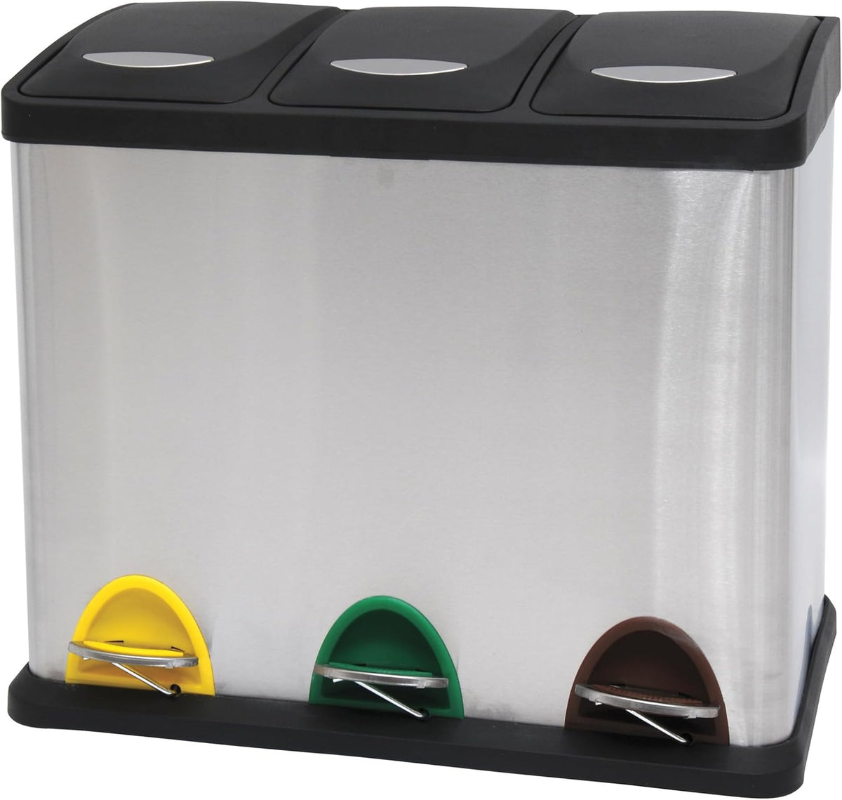 MSV - Pedalafvalbak Gescheiden Afval 60L - 3 Verwijderbare Bakken van 20L - Modern Design, Stil en Geurvrij - Ideaal voor Keuken en Buitenruimte - Badkameraccessoires