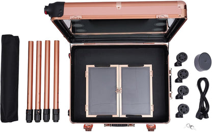 Cosmetic Suitcase, Trolley, Makeup Case, Beauty with Mirror, Easy to Clean, Extendable Shelves, Professional Champagne Glass, Retro Upcase - QUORE