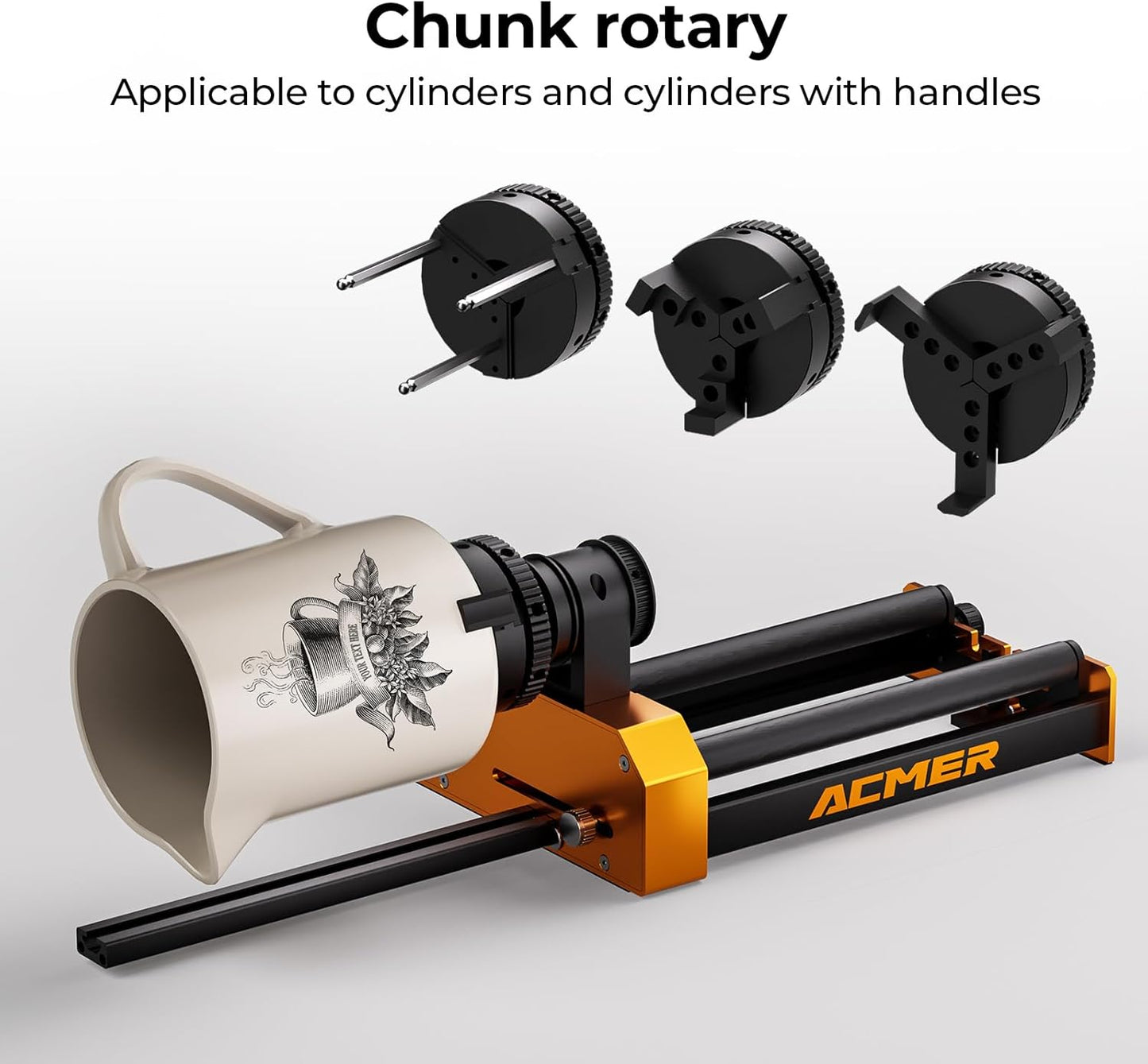 ACMER M4 laser roterende rollaser roterende roller lasergravure Y-as roterende rol 360° met 3-150 mm graveerruimte voor cilindrische objecten en ringen geschikt voor hv en de meeste