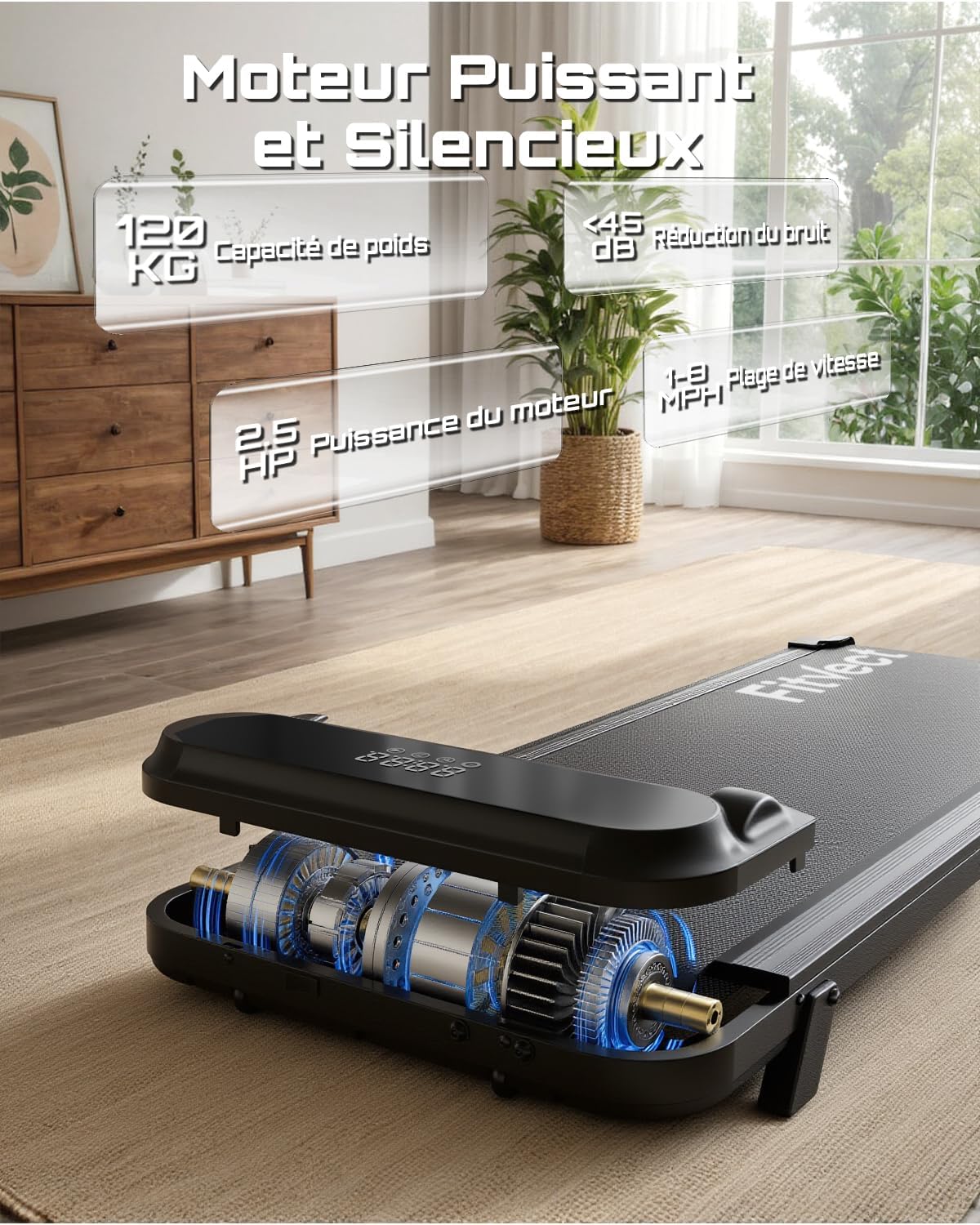Walking Pad for Home and Office | Under Desk Treadmills Treadmill Machine Foldable Treadmill with Handle | Compact Walking Mat Inside 8Km/h treadmill - QUORE
