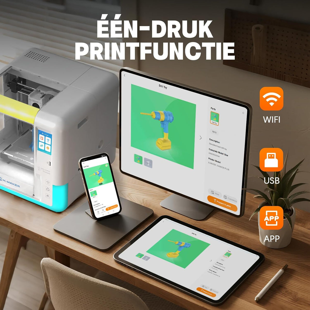 3D-printer – 3D Printer – 3D Printmachine – 3D Printapparaat – AI 3D Ontwerp – Snelle Printsnelheid – WLAN Connectiviteit