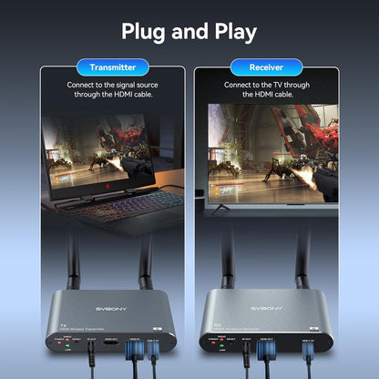 hdmi zender receiver set – draadloze hdmi zender – hdmi transmitter – hdmi ontvanger – 4K hdmi extender – 0,06s lage latentie – draadloos bereik 300 meter