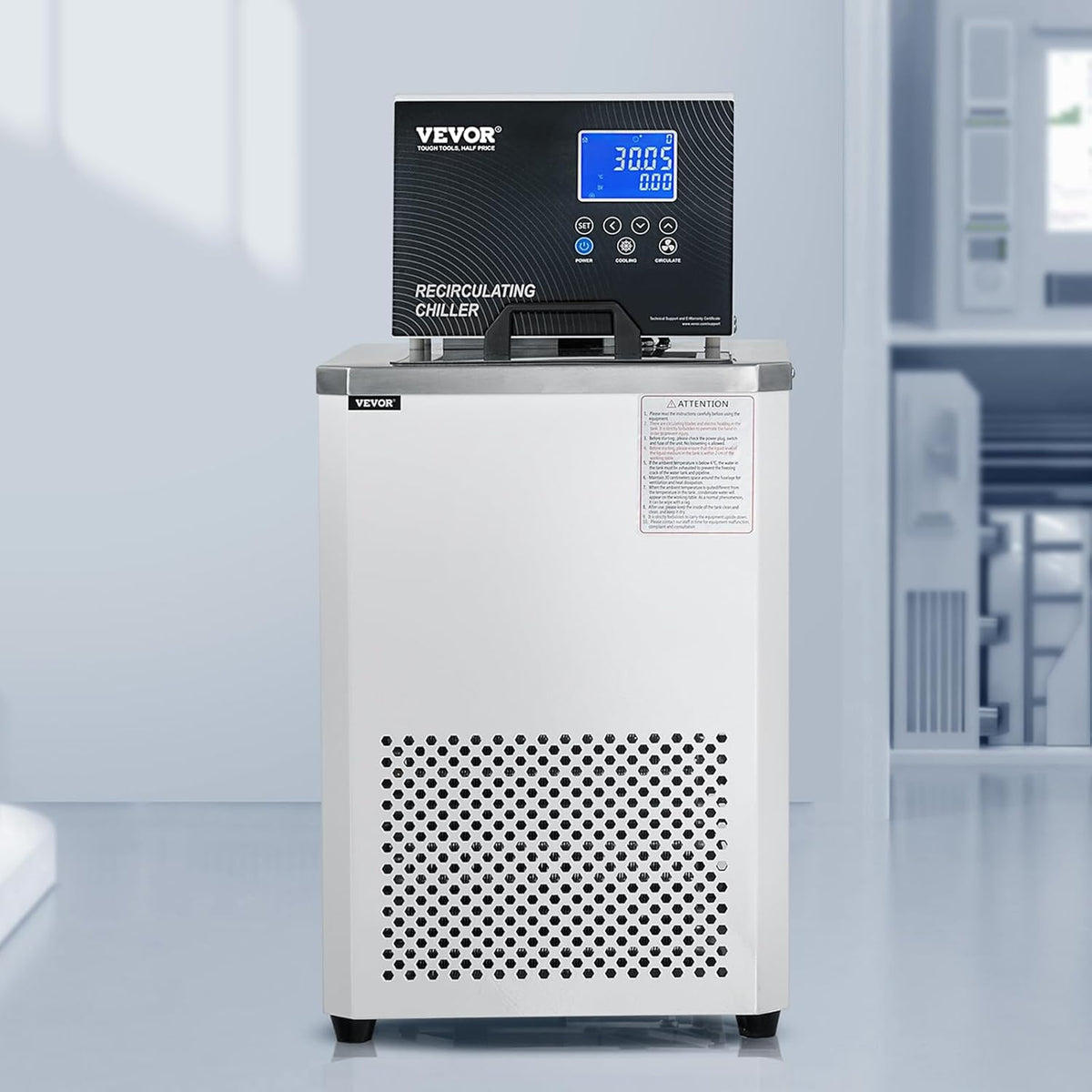 Laboratoriumkoeler – Circulatiekoeler – Koelcirculator – Waterkoeler – Koelmachine – 6L 304 Roestvrij Staal – Temperatuurbereik -5 Tot 100 °C Met LCD-Display