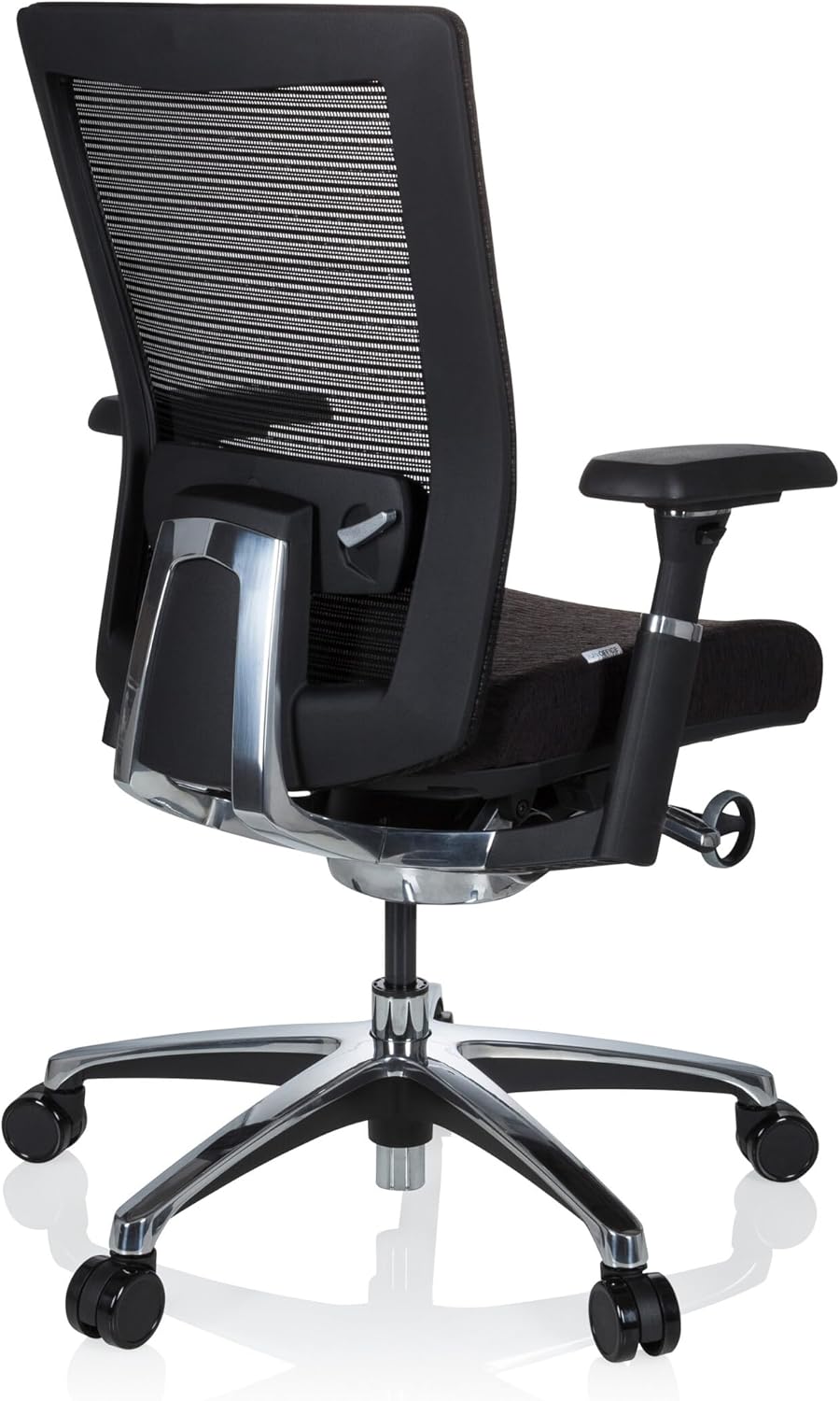 hjh OFFICE Nova Pro 657651 Professionele bureaustoel van stof, zwart, ergonomisch met netrug, zonder hoofdsteun