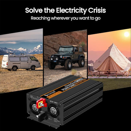 NOVOPAL 2500 W omvormer, zuivere sinus, DC 24 V naar AC 220 V/230 V, omvormer met lcd-display en afstandsbediening, piekvermogen 5000 W, spanningstransformator