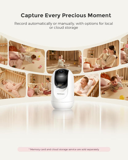 Momcozy Babyfoon Met 2-Camera App, 12,7 cm Wi-Fi Video Babyfoon Met Camera En Audio, 4× Zoom, Bewegings- En Huilherkenning, Veilige Zone, Heldere Nachtzicht, Tweeweggesprek, Foto- En Video-opname