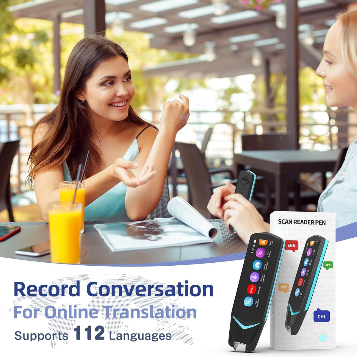 NEWYES Scan Reader Pen 4 Pro met 4,9 inch touchscreen, tekst-naar-spraak leespen, slimme opname leerpen voor studenten