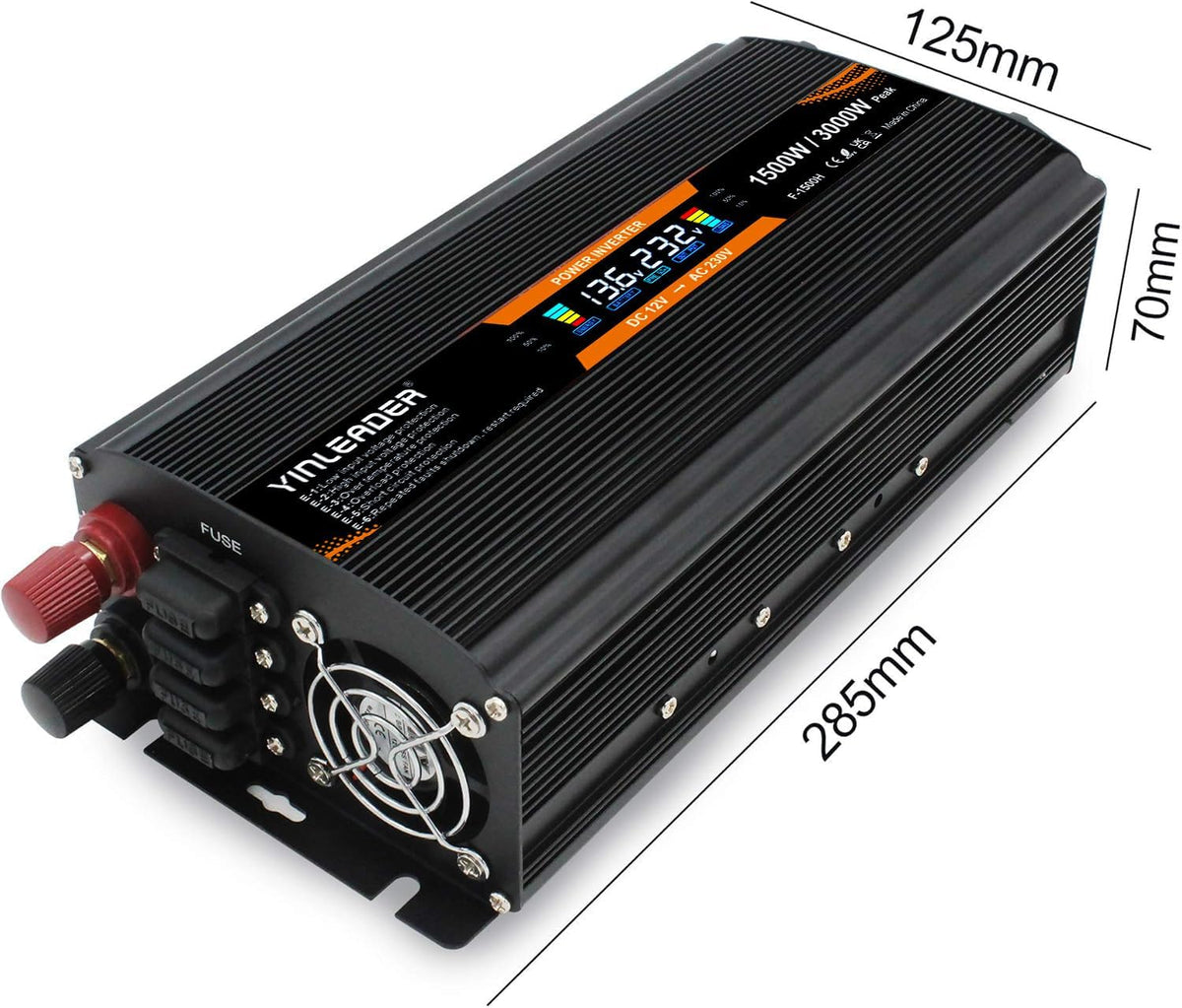 Yinleader converter 12v 220v 1500W /3000W Spanning Converter met USB LCD-scherm