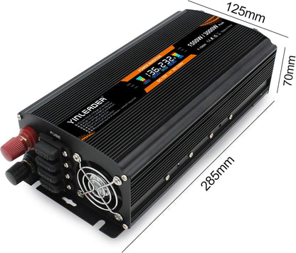 Yinleader converter 12v 220v 1500W /3000W Spanning Converter met USB LCD-scherm