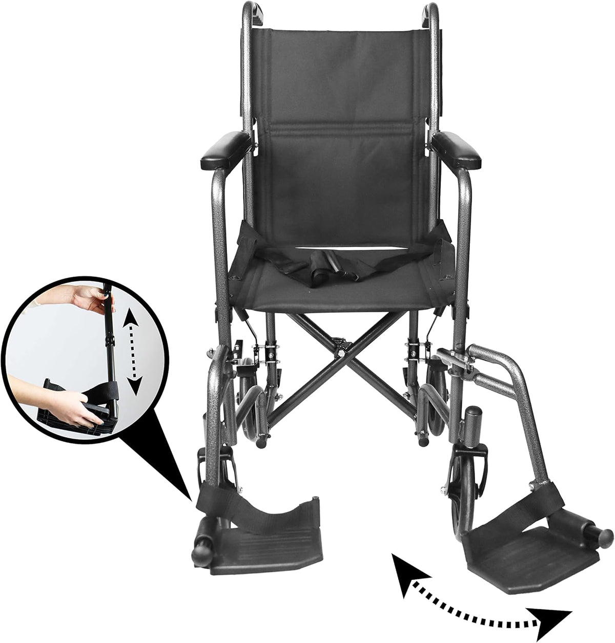 PEPE Mobility - Lichtgewicht opvouwbare rolstoel (smalle zitting 38 cm), rolstoel voor gehandicapten ouderen, staal, doorvoer