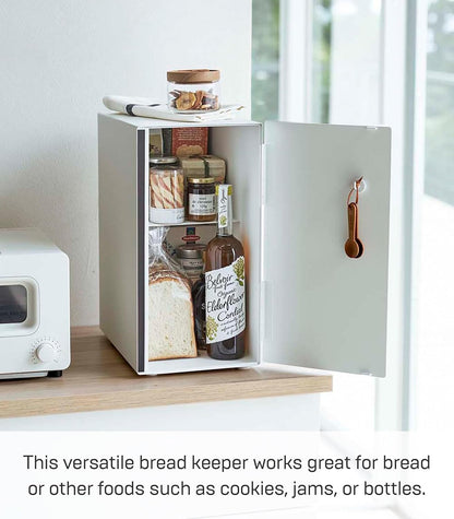 Yamazaki 5682 TOSCA Bread Case Tall, white, Steel/Wood, 22 x 36 x 41 cm
