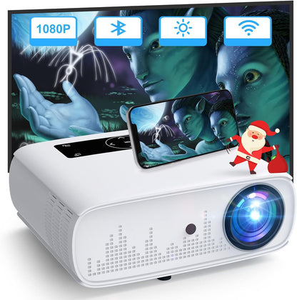 HOPVISION Beamer, Full HD 1080p, 15000 Lux, 5G WiFi Bluetooth, 4K ondersteund, thuisbioscoop, video, compatibel met thuis/outdoor, tv-stick, HDMI, USB, X-box, iOS/Android