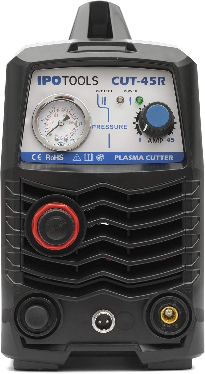 IPOTOOLS Plasmasnijder CUT-45R Plasmasnijder, 45A tot 12 mm snijvermogen, inverter, lasapparaat, plasma-snijder met IGBT/HF-ontsteking, blauw, 230 V