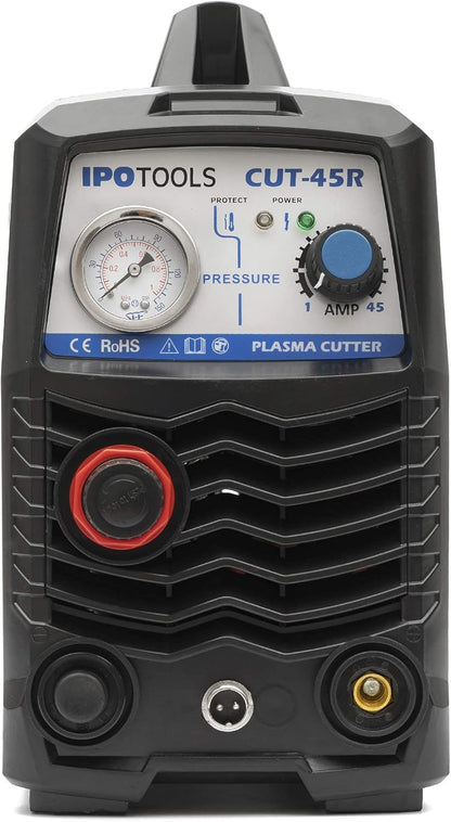 IPOTOOLS Plasmasnijder CUT-45R Plasmasnijder, 45A tot 12 mm snijvermogen, inverter, lasapparaat, plasma-snijder met IGBT/HF-ontsteking, blauw, 230 V