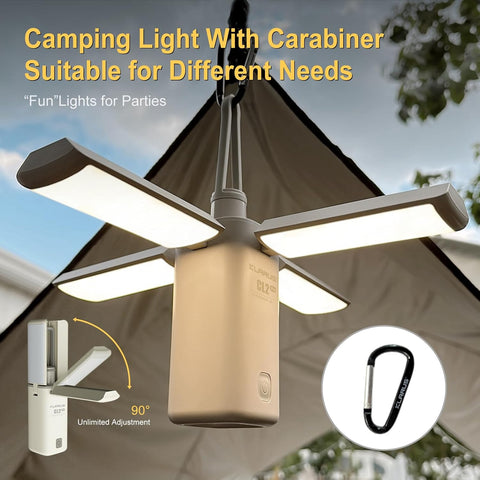 KLARUS CL2 Pro campinglamp 14000mAh supergrote capaciteit, vrij opvouwbare oplaadbare LED-campinglantaarn, 750 lumen, 8 lichtmodi Ideaal voor cadeau, kamperen, noodpakketten en reizen