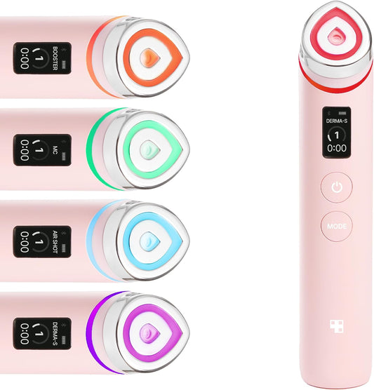 Huidverzorgingstool Roze – Gezichtsmassageapparaat – Skincare Apparaat – Beautytool – Gezichtsverzorgingsapparaat – 6 Functies In 1 – Ondersteunt Betere Opname Van Huidverzorgingsproducten